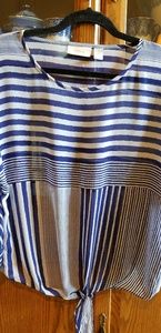 Chico's, top, shear, blue and white stripe